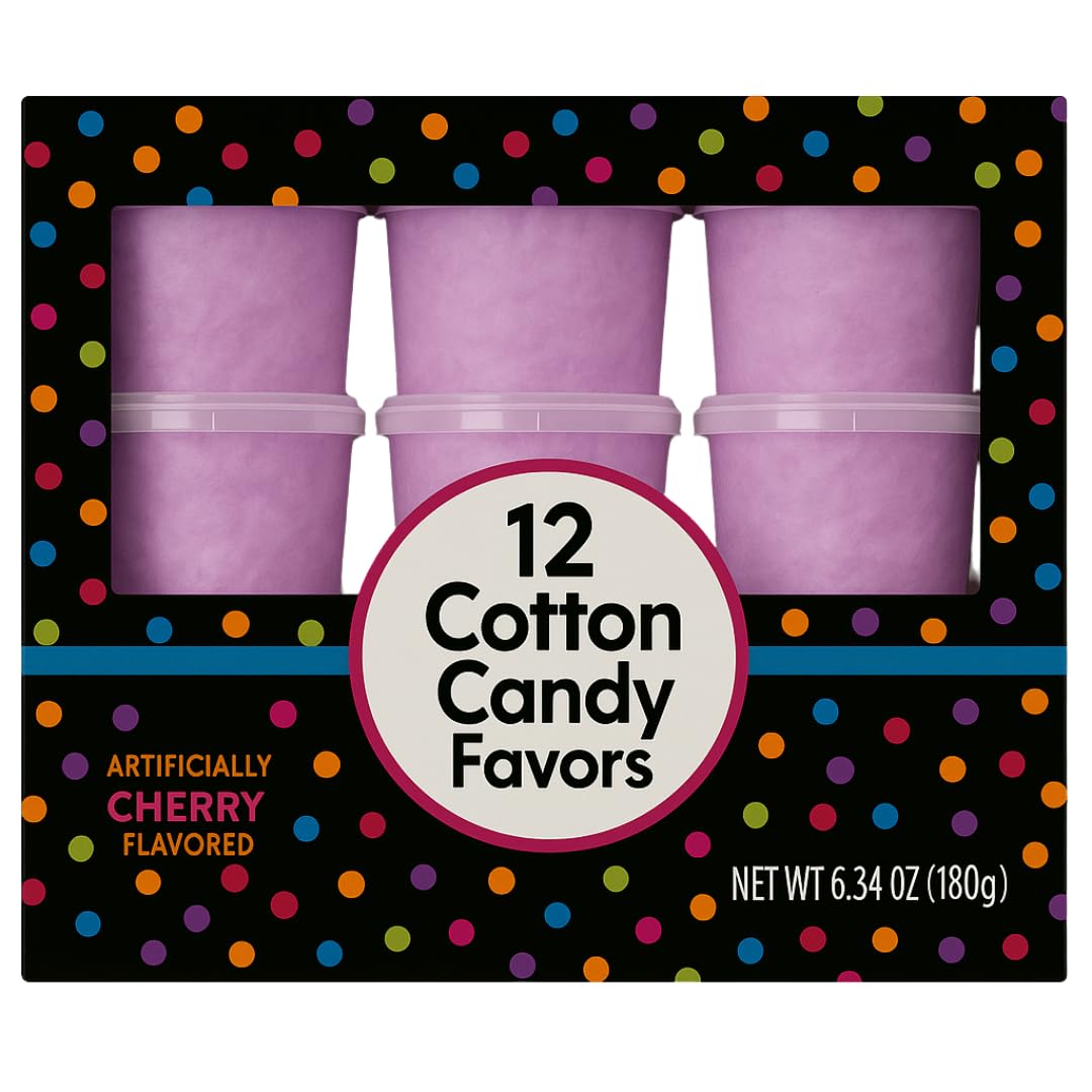 Alberts Cotton Candy 12 Pack - Resealable Tubs - Purple Fluffy Sweet Treat - Perfect for Parties & Events