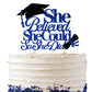 Moitkptt Graduation Cake Topper, She Believed She Could, Cardboard, Blue, 2024 Party Supplies