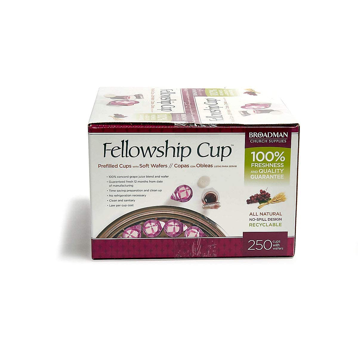 BROADMAN CHURCH SUPPLIES Pre-filled Communion Cup Set, Juice and Wafer, 250 Count