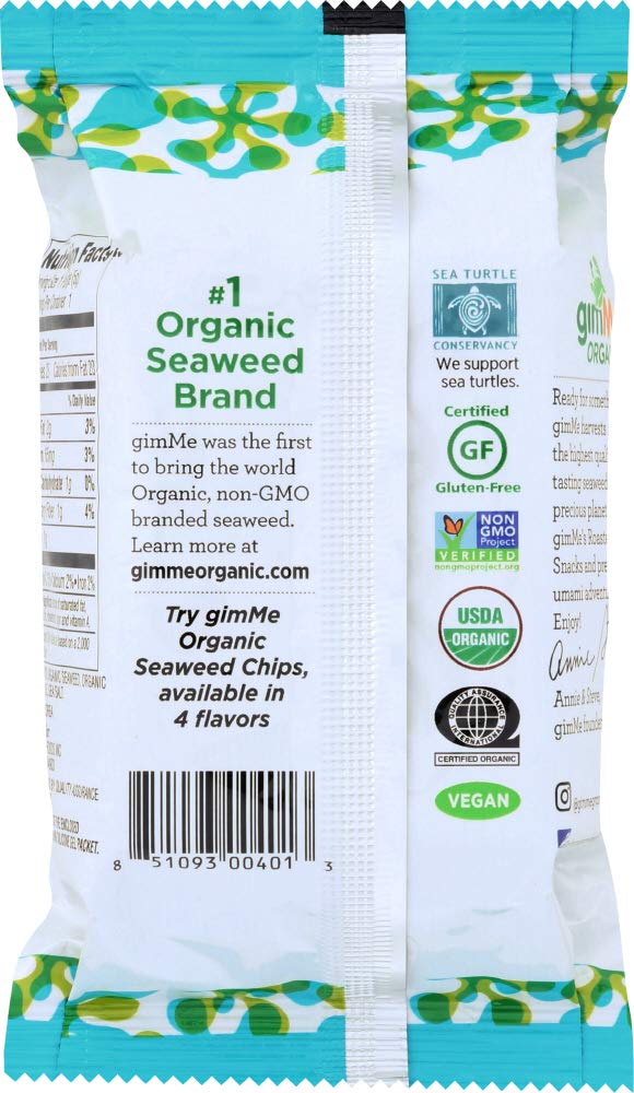 gimMe Organic Roasted Sea  Snacks - Sea Salt - 48 Count - 0.17 Ounce Each - Keto, Vegan, Gluten Free - Great Source of Iodine