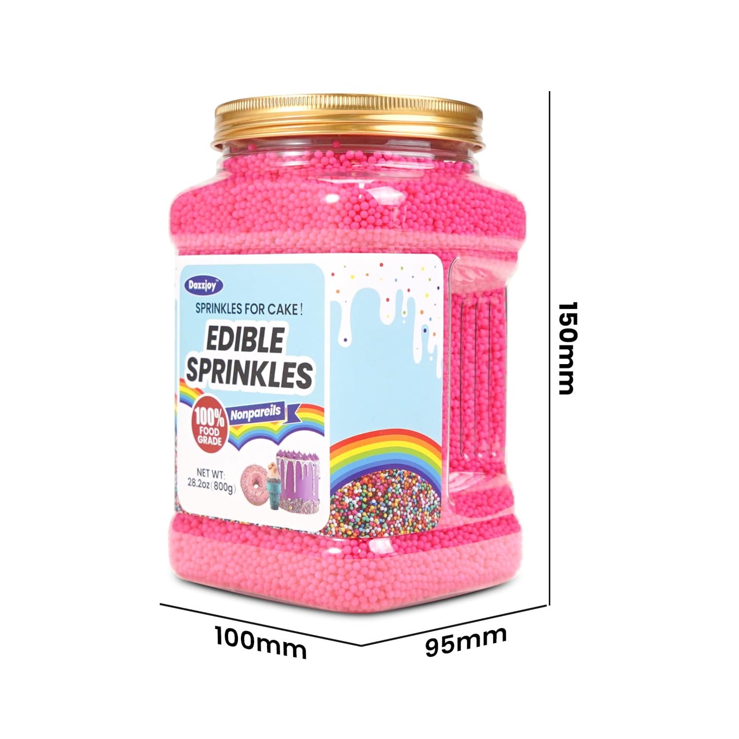 Pink Edible Nonpareils Sprinkles, Food Grade, 800G, Cupcake Decorations & Cake Topper, Donut, Ice Cream, Wedding Party Valentine