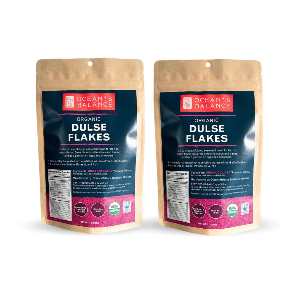 Oceans Balance Organic Dulse Flakes, Vegan Sea Vegetable, 3oz (Pack of 2)