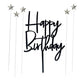 Set of 1 Black Acrylic Happy birthday Cake Topper 5 pcs silvery Star Cake Cupcake Topper(Black 1)