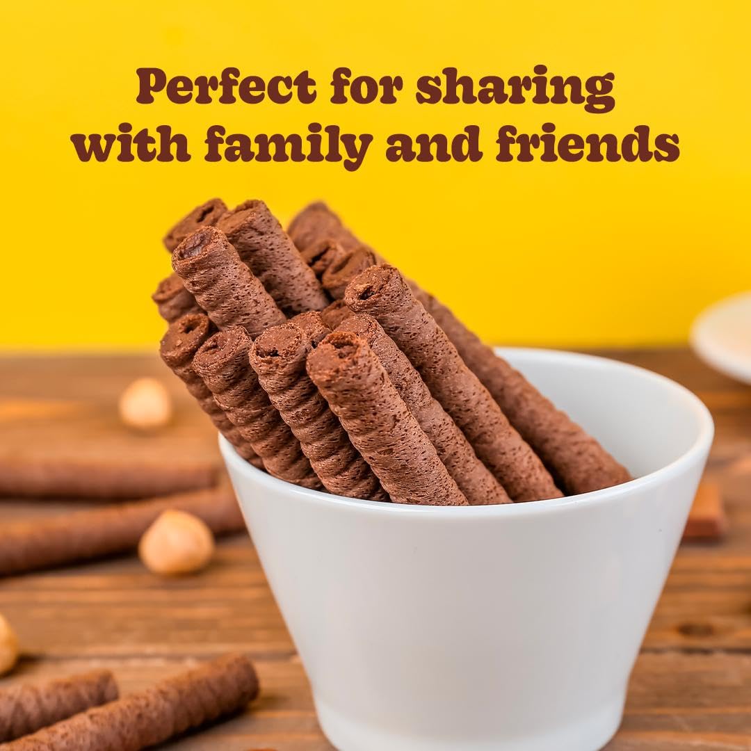 Bauducco Wafer Rolls, Chocolate Hazelnut, Crispy Cookies, 14.1 oz (Pack of 1)