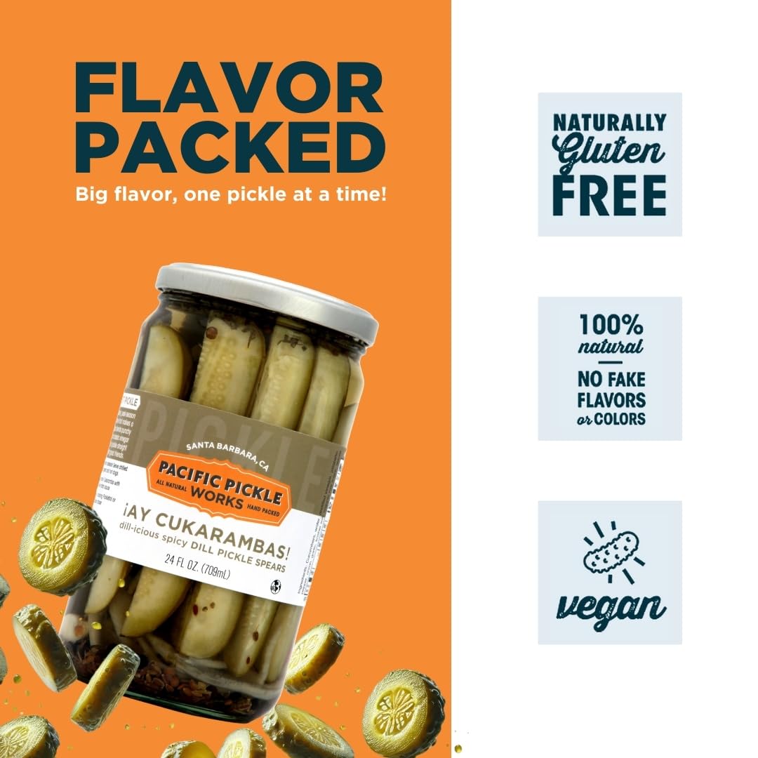 Pandemic Pickles - Spicy Caraway Pickle Halves With Habanero, Jalapeo, Garlic - Gourmet Hot Pickles For Sandwiches, Snacking - N