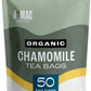 J MAC BOTANICALS Organic Chamomile Tea Bags - 50 Count - Certified Organic - Quality Tea from Egypt