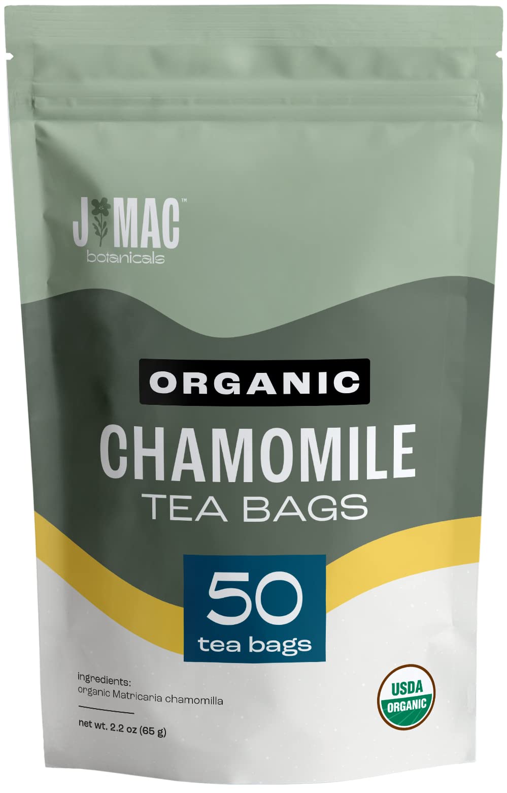 J MAC BOTANICALS Organic Chamomile Tea Bags - 50 Count - Certified Organic - Quality Tea from Egypt