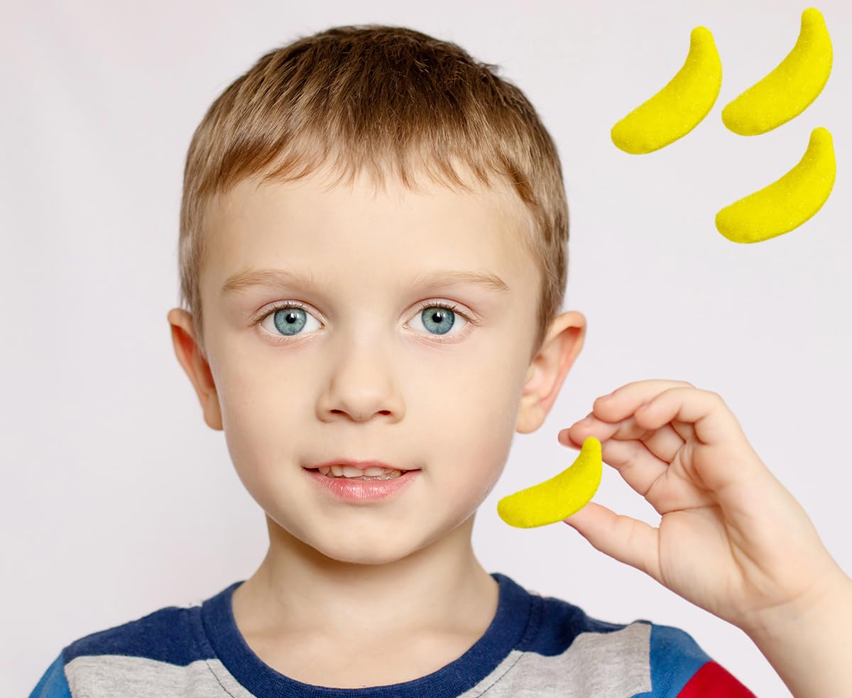 Fruidles Frosted Banana Gummy Candy, Delicious Sugar Coated Fruit Flavors Gummies (1 Pound)