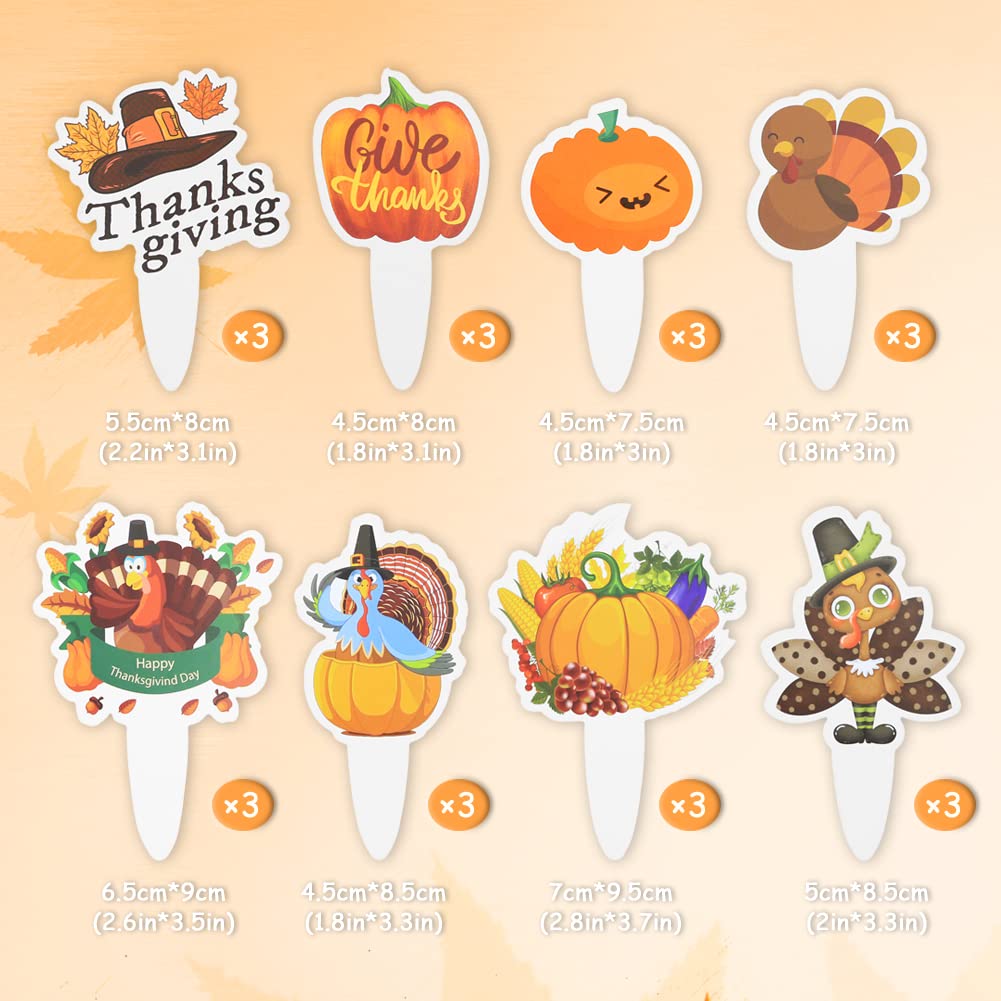 48 Pcs Thanksgiving Cupcake Toppers And Wrappers, Turkey Maple Leaf Pumpkin Cupcake Picks Decorations, For Thanksgiving Give Tha