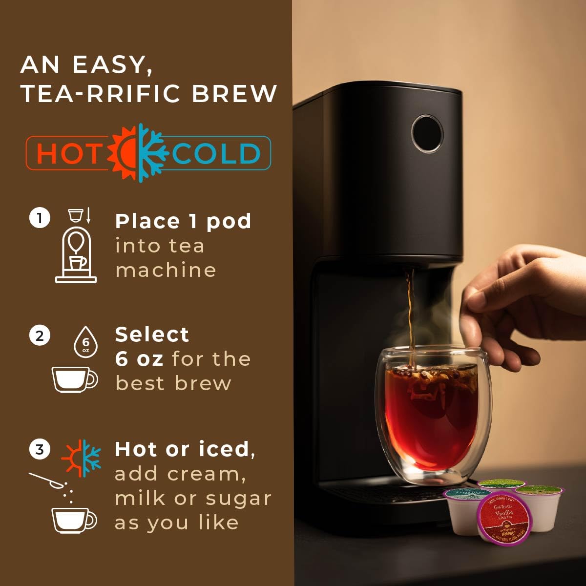 Gya Tea Co Evening Calm Tea Gift Set - Assorted Tea Pods, 16 Count, Vanilla Chai, Peppermint, Jasmine Green, High Mountain