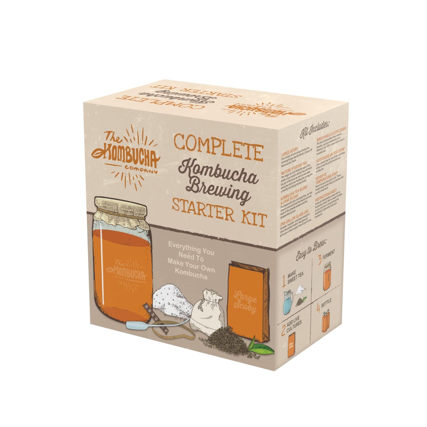 Kombucha Home Brewing Starter Kit | 5-Inch Large Scoby Kombucha Starter Kit | Complete Kit Includes What You Need w/ 16 oz Starter Tea  Brewing Jar & Brewing Supplies | Brew Unlimited Kombucha