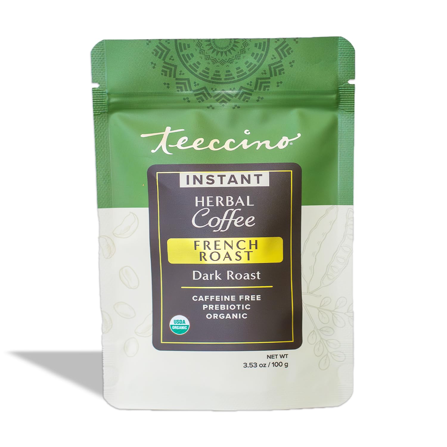 Teeccino Instant Organic French Roast Herbal Coffee - 33 Servings - Instant Chicory Coffee Alternative With Microground Ram?N Seeds Thats Prebiotic  Energy Blend-Free & Acid Free - 3.53 Ounces