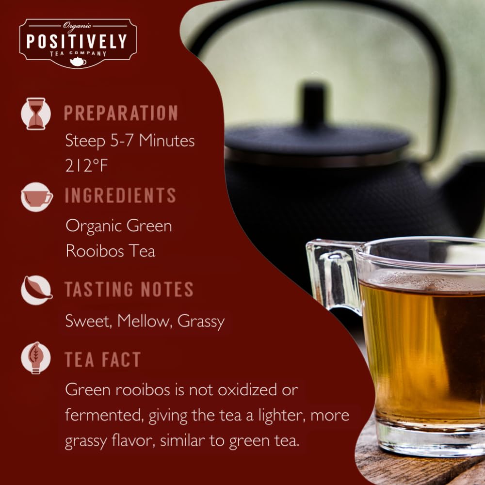 Organic Positively Tea Company South African Green Rooibos Tea Loose Leaf 4 Ounce