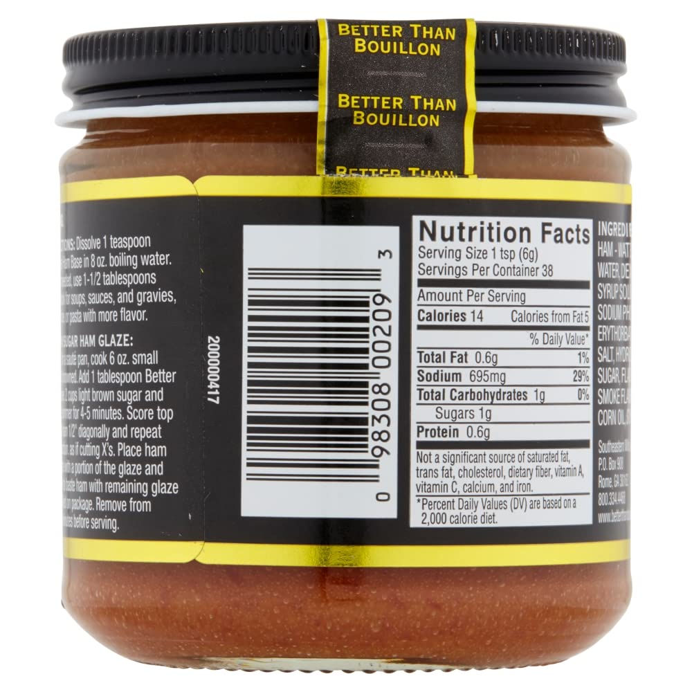 Better Than Bouillon Premium Ham Base, 8-Ounce Jar, Pack of 6, Blendable Flavor Enhancer