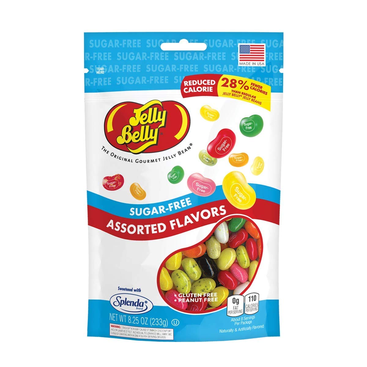 Jelly Belly Sugar Free Jelly Beans - 8.25 oz Bag - 10 Count Case - Multi Color