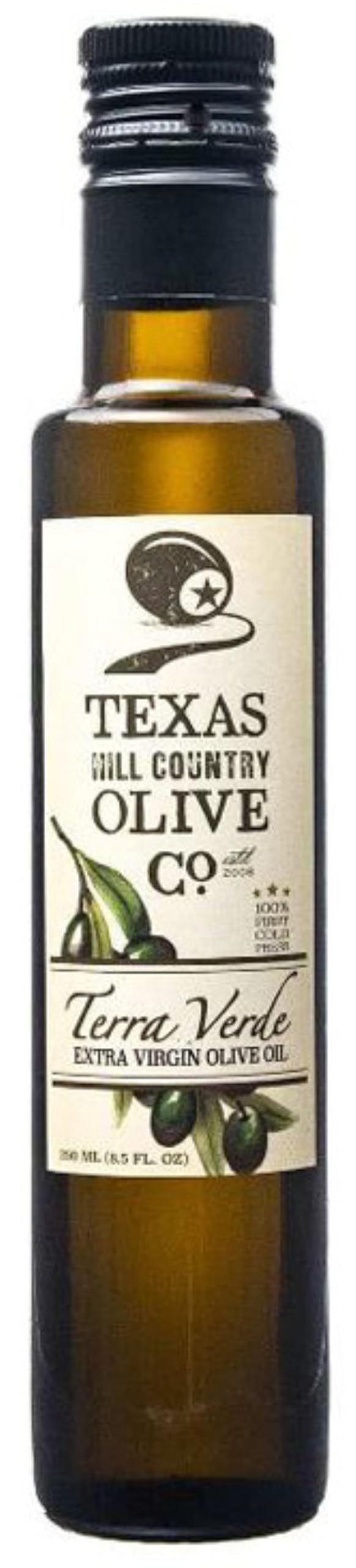 Texas Hill Country Olive Co Extra Virgin Olive Oil - Cold Pressed Gourmet - Rich & Fruity - 250ml