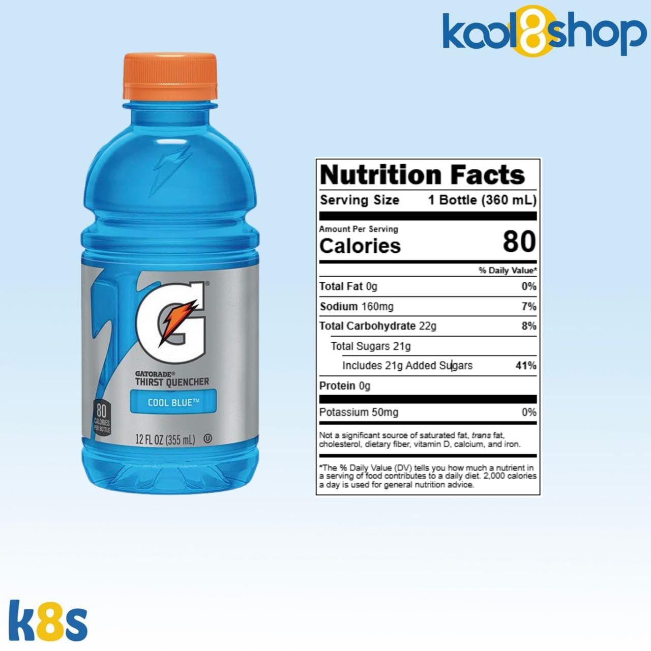 Gatorade Cool Blue Thirst Quencher Electrolyte Enhanced Sports Drink 12 Fl Oz Plastic Bottle 18 Pack + 1 Microfiber Cooling Towe
