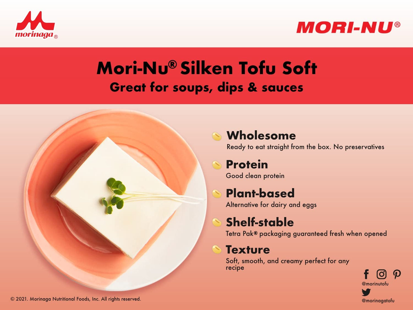 Mori-Nu Silken Tofu Soft | Velvety Smooth And Creamy | Low Fat, Gluten-Free, Dairy-Free, Vegan, Made With Non-Gmo Soybeans, Ksa