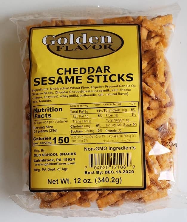 Golden Flavor Sesame Sticks - Cheddar - 3 pounds total - (4) 12 ounce bags