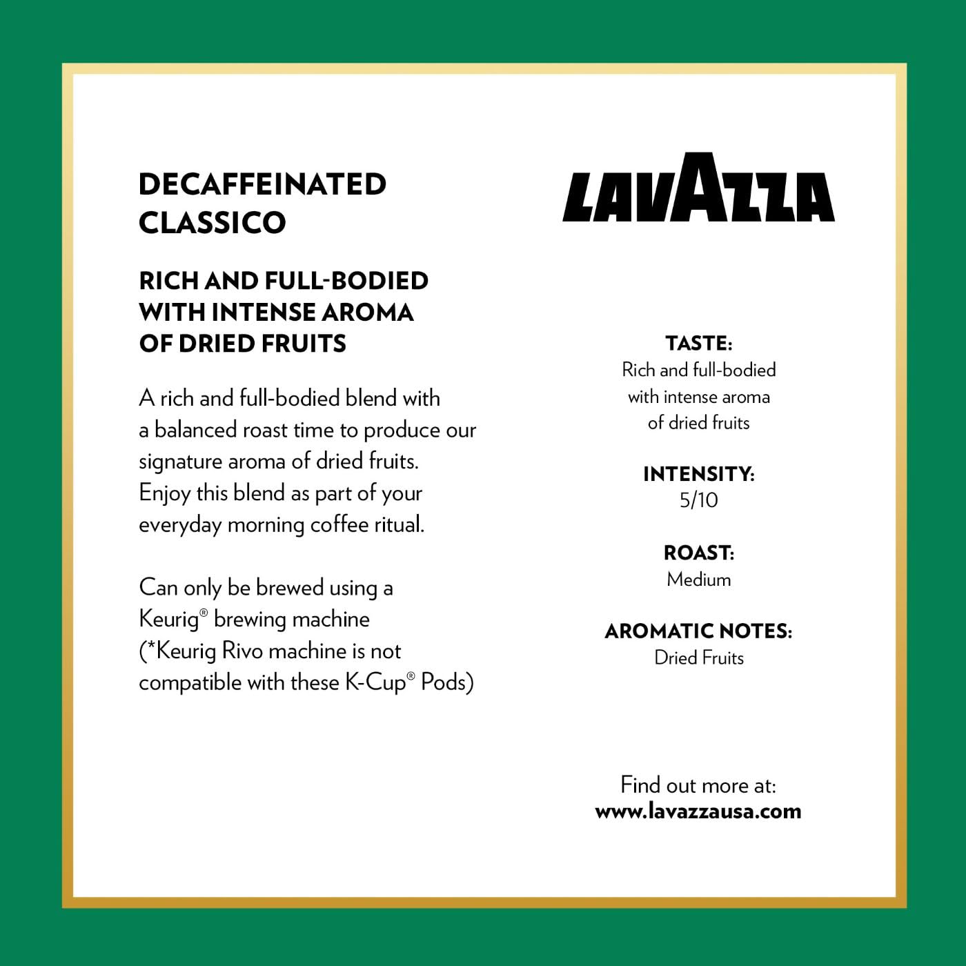 Lavazza Decaffeinated Classico Single-Serve Coffee K-Cups For Keurig Brewer, 10 Count Boxes (Pack Of 6)