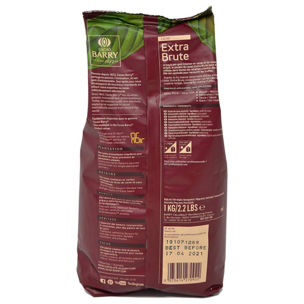Cacao Barry Cocoa Powder 100% Cocoa Extra Brute, 2.2 Lb