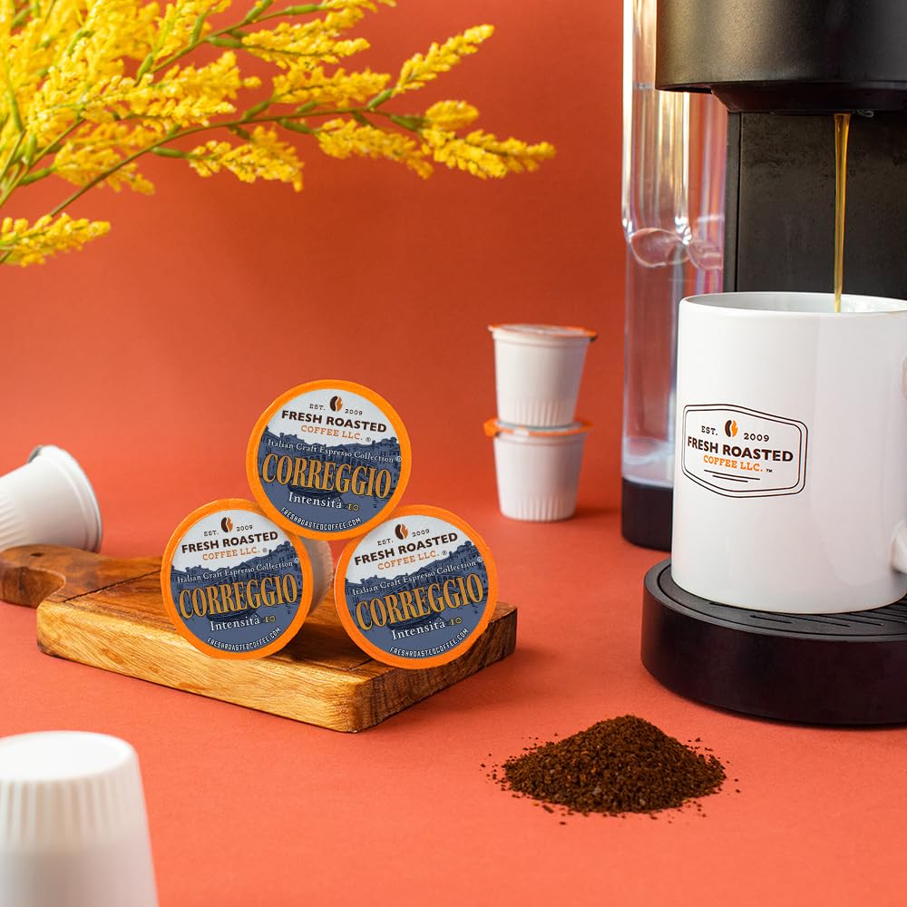 Fresh Roasted Coffee Artisan Blend Dark Roast, 24 Count Pods for K Cup malt-inspired, Kosher