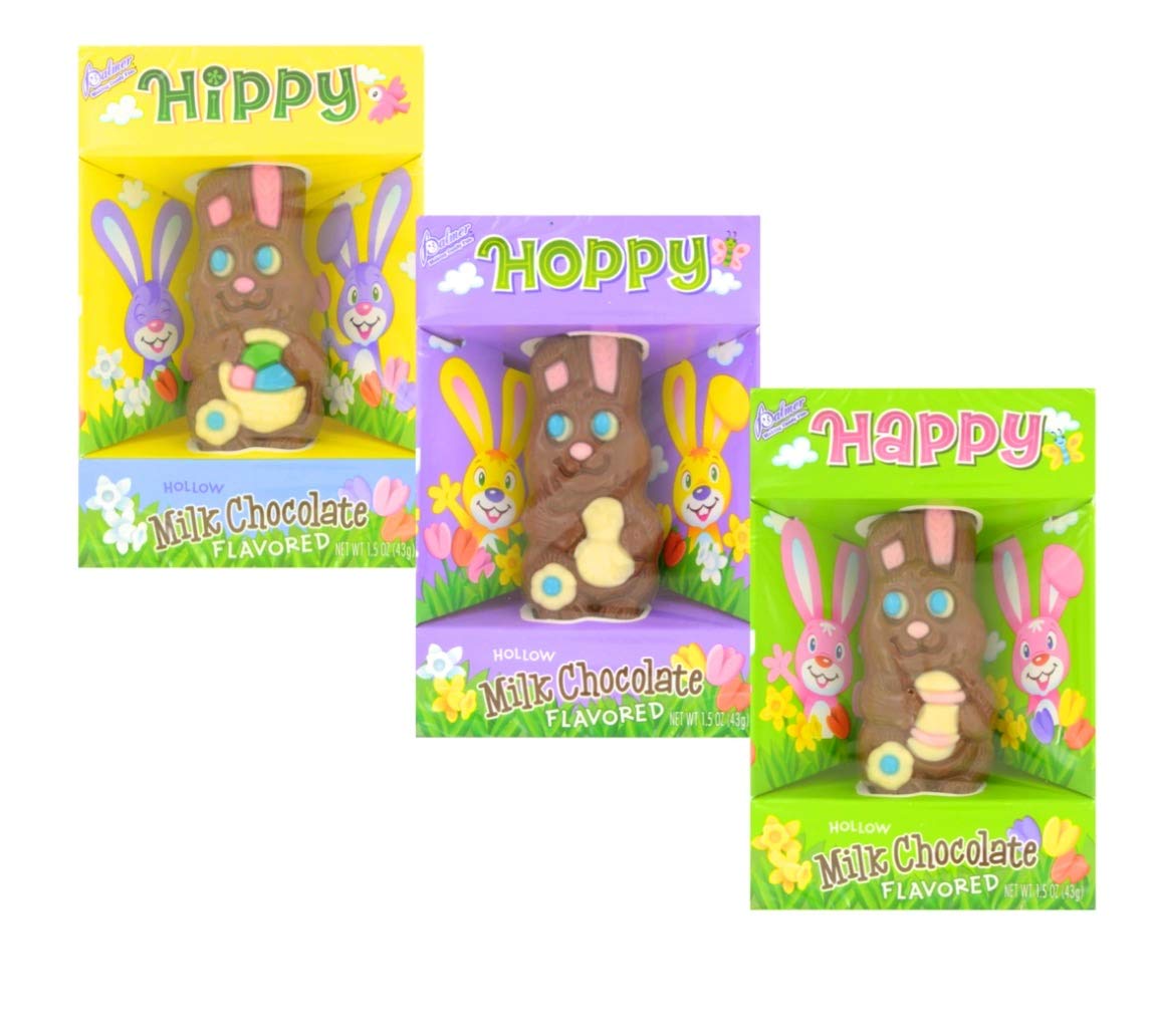 Palmer Hippy Hoppy Milk Chocolate Easter Bunny 1.5 oz Box Basket Stuffer Hollow Mini Colorful