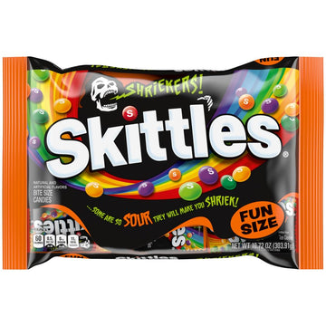 Skittles Shriekers Sour Fun Size Chewy Halloween Candy, 10.72Oz