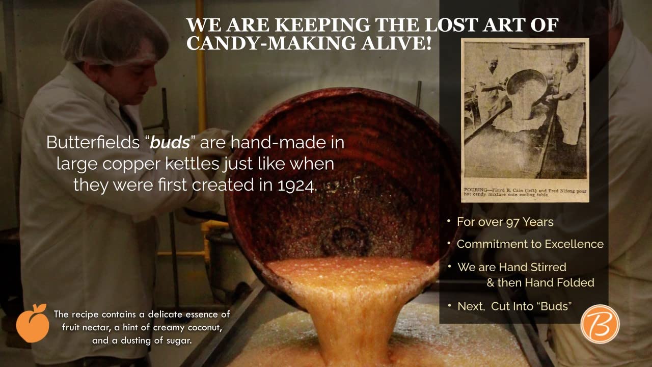 Butterfields Candy - Gourmet, Old-Fashioned Watermelon Buds Hard Candy | Gluten Free | Made With 100% Real, Pure Cane Sugar | Ha