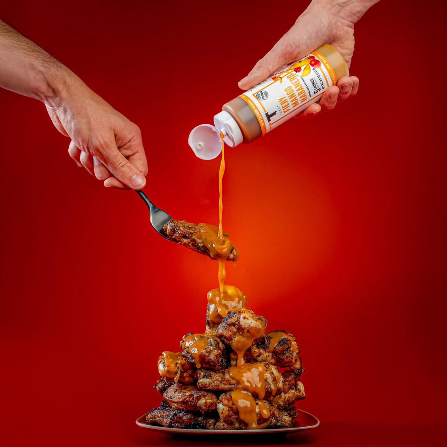 Taste Flavor Co. Wing Sauce and Marinade, Great Tasting, Keto Friendly, Low-Calorie Sauce (Fiery Mango Habanero)