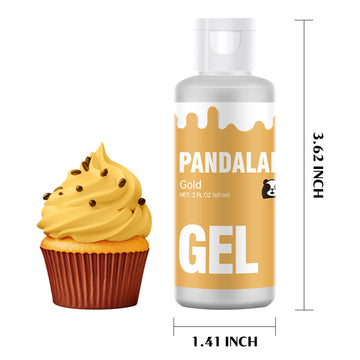 Gold Gel Food Coloring - Pandalab 2 Ounce High Concentrated Food Dye For Baking, Cake, Cookie, Fondant, Icing, Easter Egg, Macar