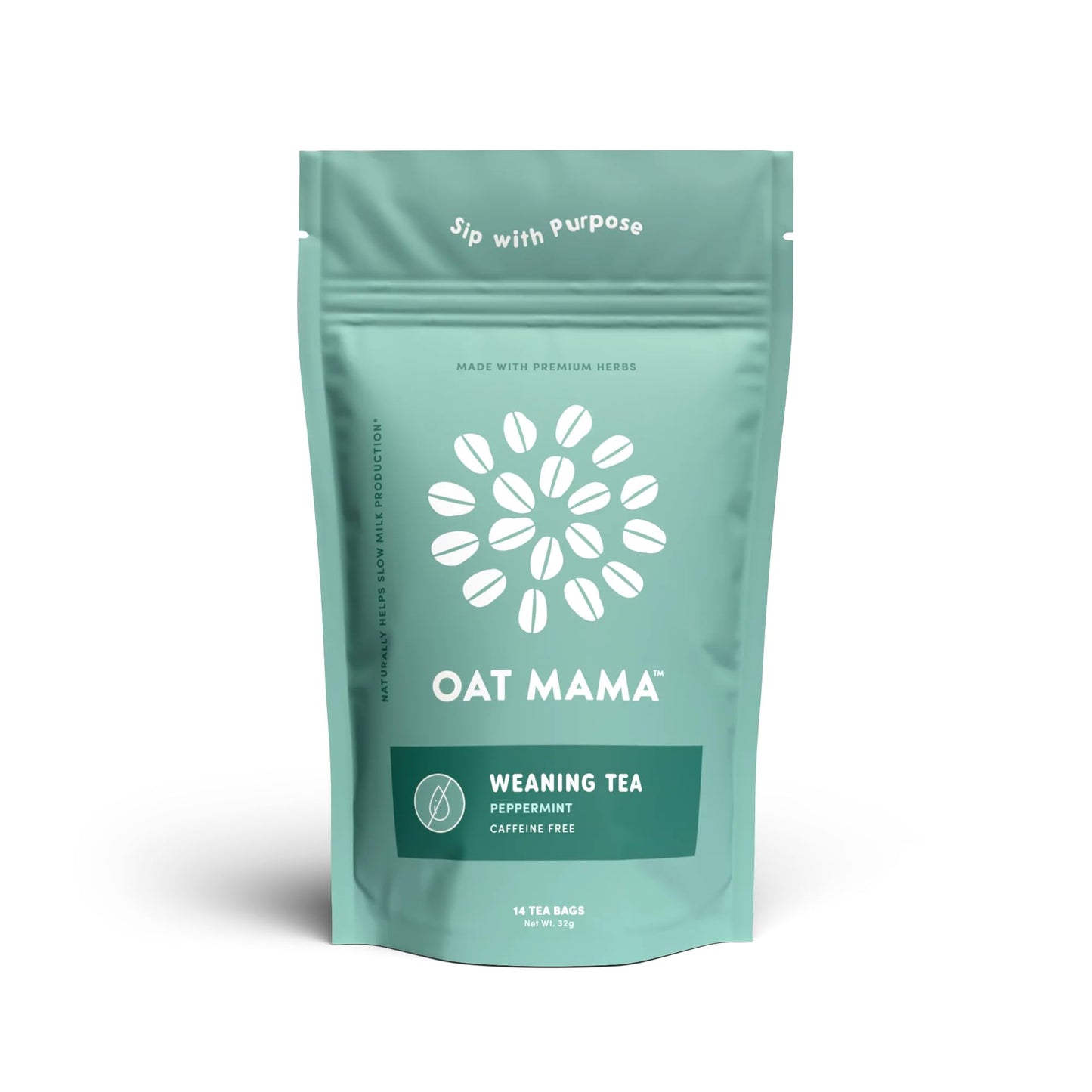 OAT MAMA Weaning Tea - Organic Herbal Blend, Caffeine-Free, 14 Biodegradable Sachets, Women-Owned