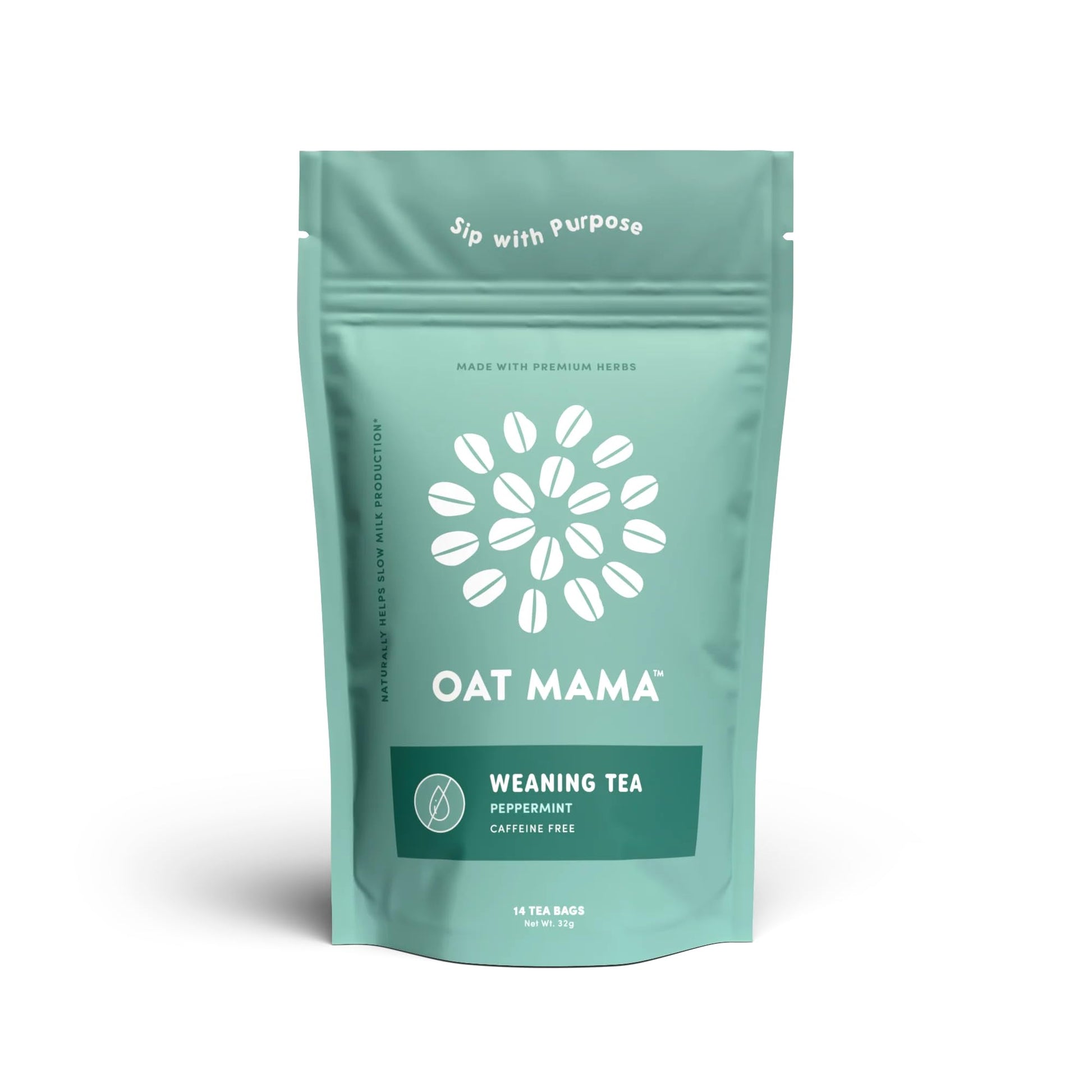 OAT MAMA Weaning Tea - Organic Herbal Blend, Caffeine-Free, 14 Biodegradable Sachets, Women-Owned