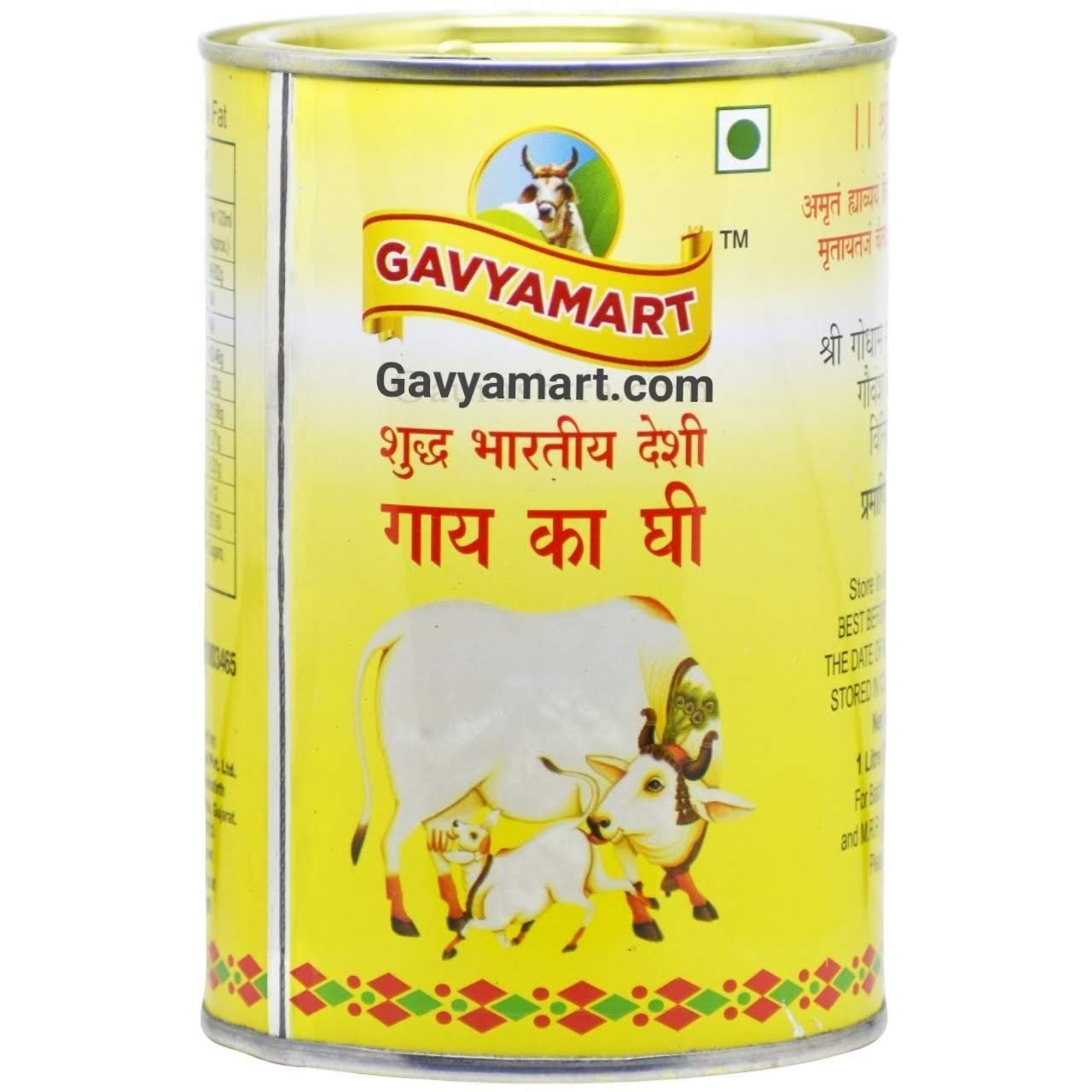 Gavyamart Indian A2 Cow Ghee 100% Pure Non GMO - Made of kankrej Organic Cow Ghee (1L)