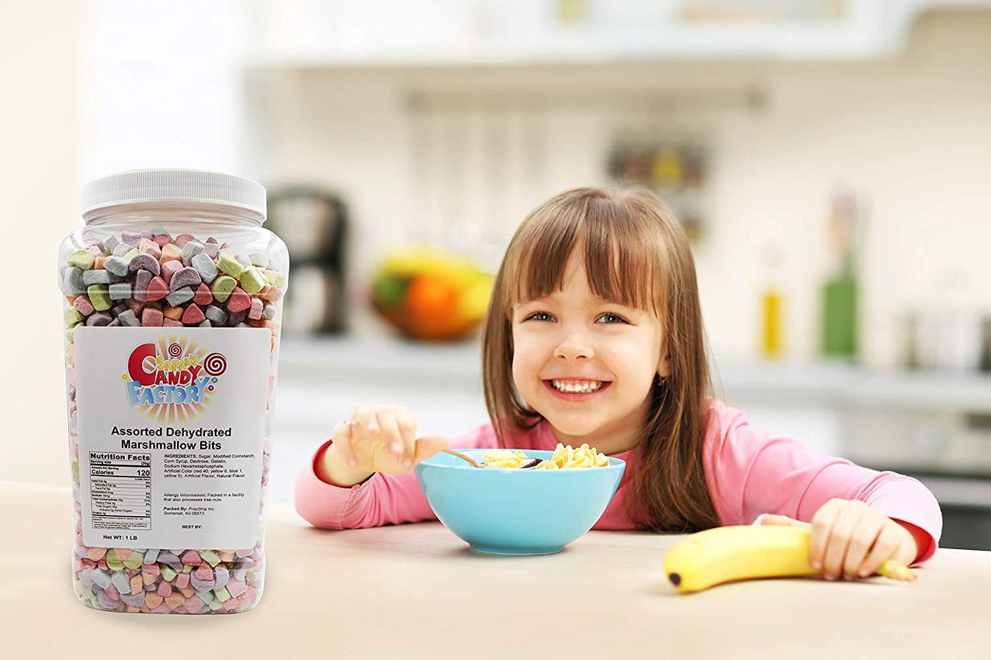 Sarah'S Candy Factory Assorted Dehydrated Marshmallow Bits In Jar, 1Lb Pack 1