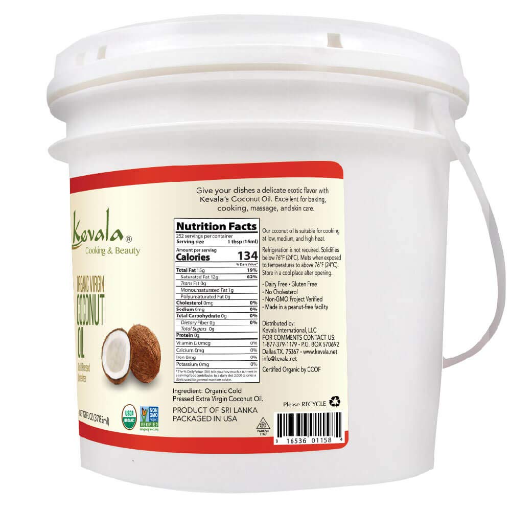 Kevala Organic Virgin Coconut Oil - Coconut Oil Extra Virgin Organic - Unrefined Coconut Oil Cold Pressed - Coconut Oil for Skin