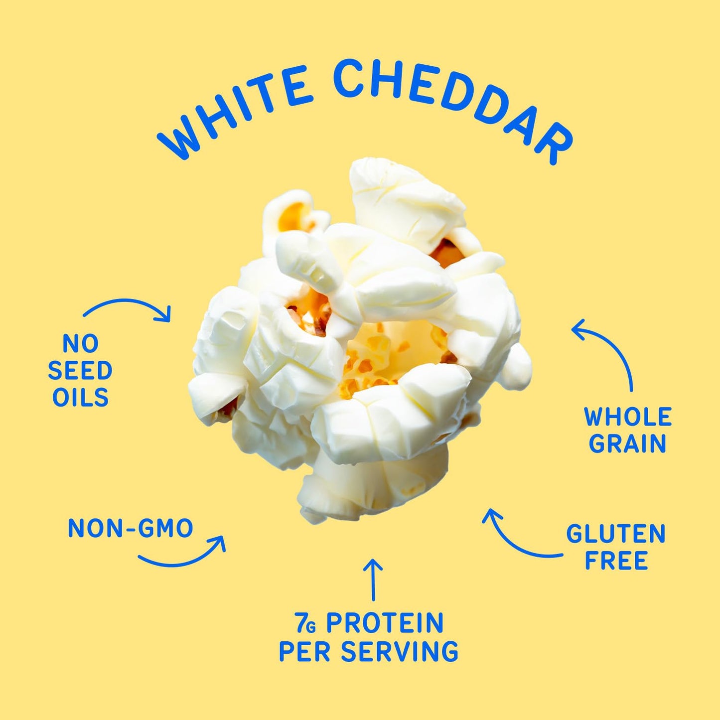 Khloud Protein Popcorn - White Cheddar - 7g Protein Snacks for mature-themeds & Kids - Flavored Popcorn Made with Real Ingredients & Milk Protein Isolate - Non-GMO  Gluten-Free  Kosher  4oz - 4PK