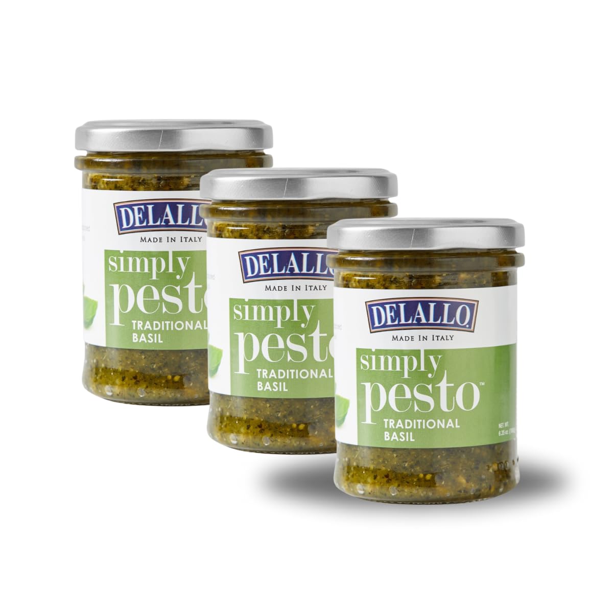 DeLallo Traditional Basil Pesto, Made in Italy, Gourmet Spread, Ready to Use Pasta Sauce, Made with Olive Oil and Parmesan Chees