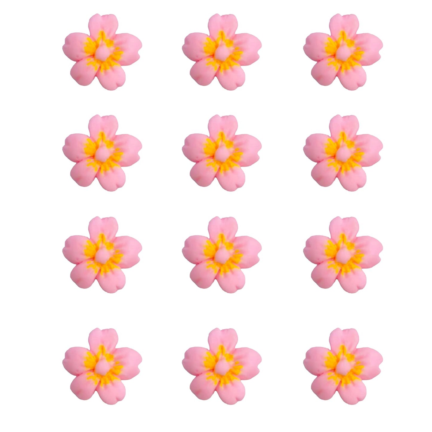 Sentovac 12 Pcs Pink Flowers Icing Decoration Edible Candy Dessert Valentine Sprinkles Diy For Cookie Cake Cupcake Topper Icing