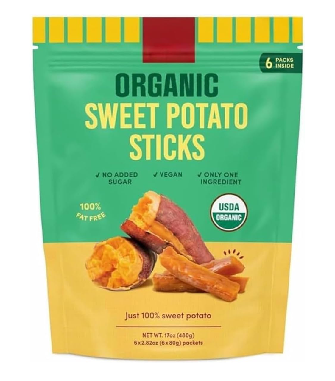 Organic Sweet Potato Sticks, 6 Pack, No Added Sugar, Vegan, USDA Organic, 17 oz