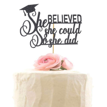 Graduation 2024 Cake Topper, She Did It Cake Sign, Congrats Grad Party Decorations, Black