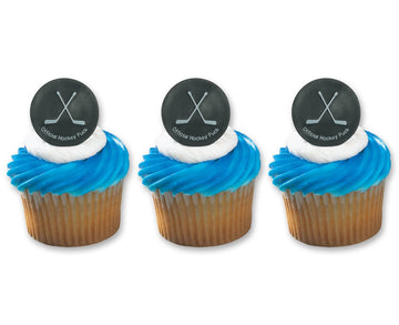 Hockey Puck Ring Cake Cupcake Topper (24-Pack)
