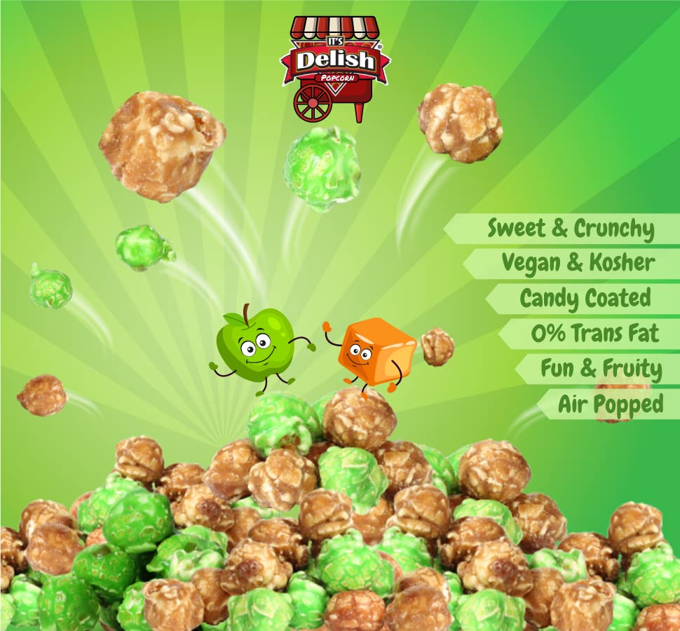 Its Delish Gourmet Caramel Apple Popcorn Mix by Its Delish, 16 OZ Jumbo Container - Caramel Corn Air Popped Sweet & Crunchy Gla