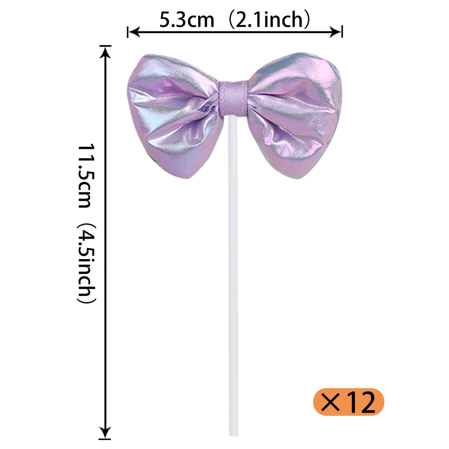 YCTHUNFISH 12 Pack Pink Bow Cupcake Toppers for Wedding, Bridal Shower, Birthday Party - Purple Paper Bowknot Decorations