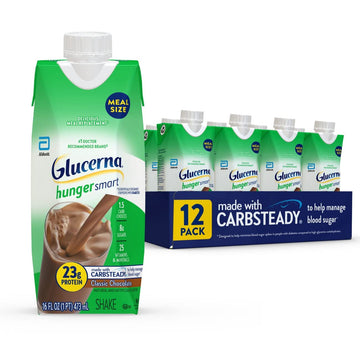 Glucerna Hunger Smart Meal Size Shake, Diabetic Meal Replacement, Blood Sugar Management, 23G Protein, 250 Calories, Classic Cho