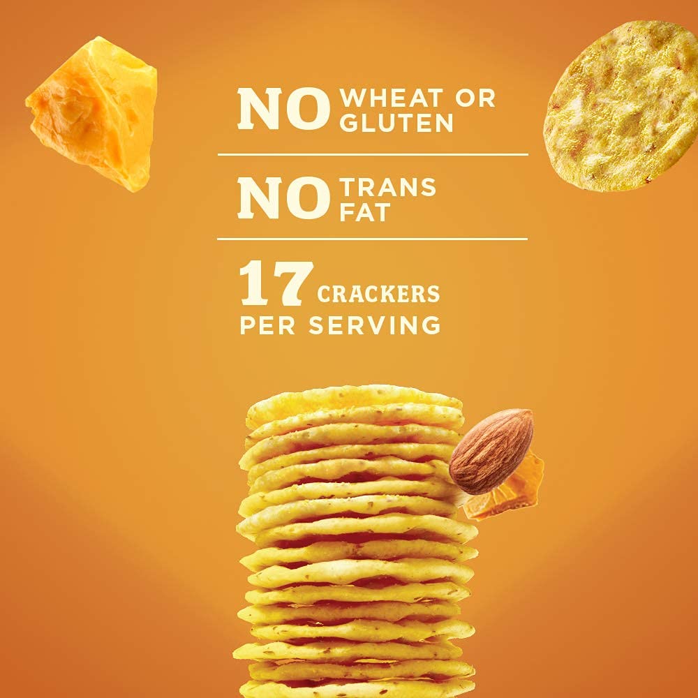 Blue Diamond Almonds Nut-Thins Gluten Free Cracker Crisps, Cheddar Cheese, Family Size, 7.7 Oz