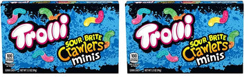 Trolli Sour Brite Crawlers Minis, Sour Gummy Worms, 3.5 Ounce Theater Candy Boxes (Pack Of 24)