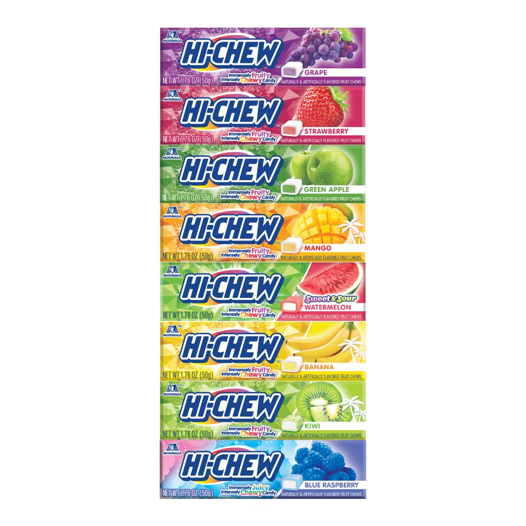 HI-CHEW Variety Sticks, 8-Pack, Soft & Chewy Candy, 1.76oz Each, Bulk Candy Individually Wrapped - Made with Immensely Juicy Fru