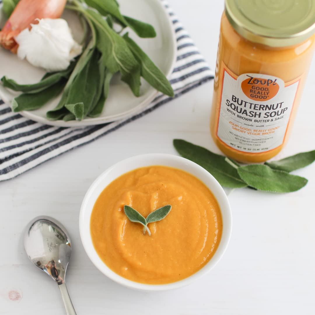 Butternut Squash With Brown Butter & Sage Soup By Zoup! Good, Really Good® - No Artificial Colors Or Flavors, No Preservatives, Gluten Free Butternut Squash, 16 Oz Ready To Serve (1 Pack)