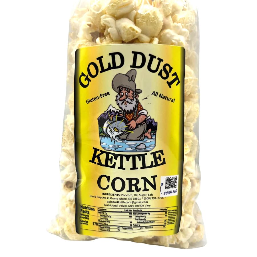 Gold Dust Kettle Corn | Kettle Corn | Sweet And Salty | Non Gmo | Fresh Popped Popcorn | Kettle Popcorn | Made In Nebraska | 2.5